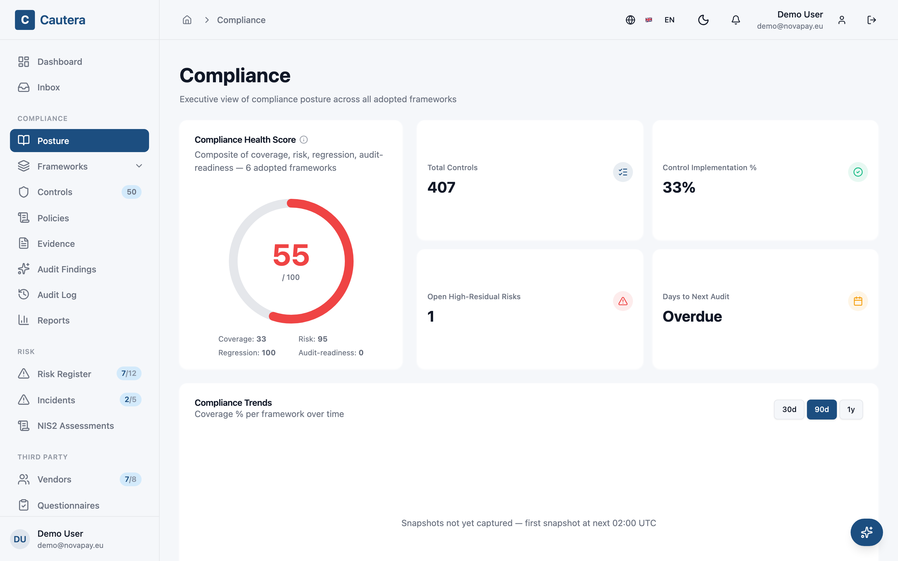 Screenshot — NIS2 Compliance